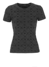 Marine Serre Moon Logo Patterned Crewneck Short Sleeve Top In Black