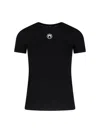 Marine Serre Ribbed Crew Neck Cotton T-shirt Slim Fit In Black