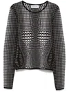 Marine Serre Moon Skin Jacquard Knit Fitted Sweater In Grey