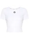 Marine Serre Moon Logo Ribbed Jersey Cut-out T-shirt In White