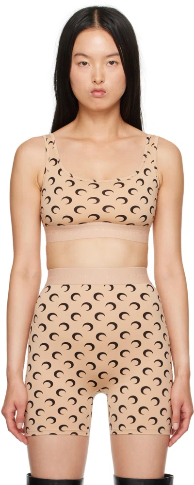 Marine Serre Tan All Over Moon Sport Bra In Multi