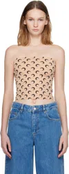 Marine Serre Tan Moon Printed Jersey Second Skin Tube Top In Neutral