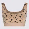Marine Serre Beige Top With All-over Crescent Moon Print In Brown