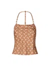 Marine Serre Moon Satin Strap Top - Made In Romania In Brown
