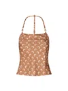 Marine Serre Moon Satin Strap Top - Made In Romania In Brown