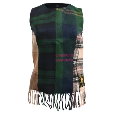 Marine Serre Tartan Fringed Tank Top In Multicolor Wool