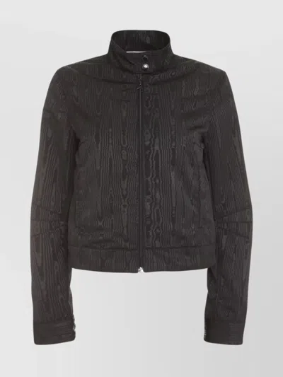Marine Serre Textured Fabric High Collar Jacket In Black