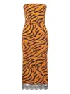 Marine Serre Tiger-print Tube Dress In Orange