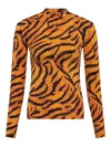 Marine Serre Tiger-print Turtleneck Top In Orange