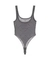 Marine Serre Monogram Sheer Sleeveless Stretch Bodysuit In Gray