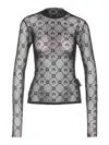 Marine Serre Moonogram Mesh Lock Long Sleeves Top In Negro