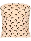 Marine Serre Beige Moon Printed Jersey Second Skin Tube Top