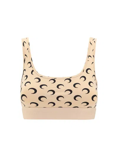 Marine Serre All Over Moon Bra In All Over Moon Black On Tan