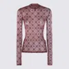 Marine Serre High-neck Mesh Top Moonogram Pattern In Brown
