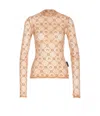 Marine Serre Sheer Crewneck Top All-over Pattern In Neutral