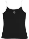 Marine Serre Black Top With Crescent Moon Logo Embroidered On The Front And Logo Patch On The Back In Black