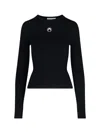 Marine Serre Moon Logo Knit Fitted Sweater In Black