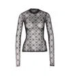 Marine Serre Moonogram Mesh Lock Long Sleeves Top In Black