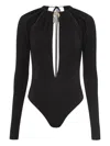 Marine Serre Black Stretch Viscose Bodysuit In Black