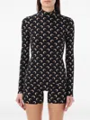Marine Serre Long Sleeve Turtleneck Printed Blouse In Black