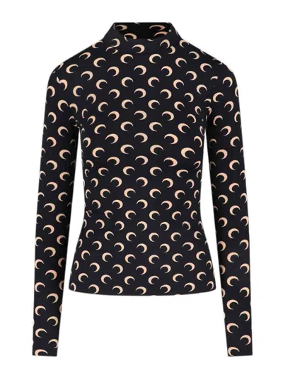 Marine Serre Moon All-over Slim Top In Black