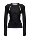 Marine Serre Logo Printed Long Sleeved Panelled Blouse In Black