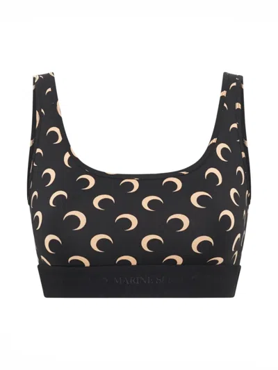 Marine Serre Top Bra "moon" In Black