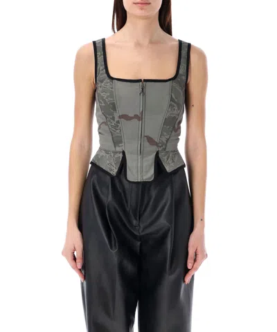 Marine Serre Regenerated Cotton Corset Top In Grey