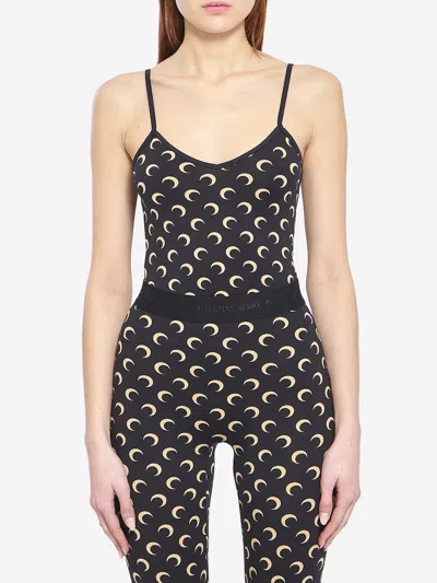 Marine Serre Top Moon Printed Jersey Straps Black With Jersey Straps