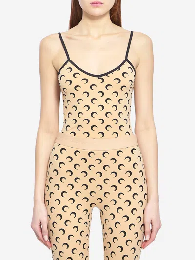 Marine Serre Moon Printed Jersey Top In Transparent