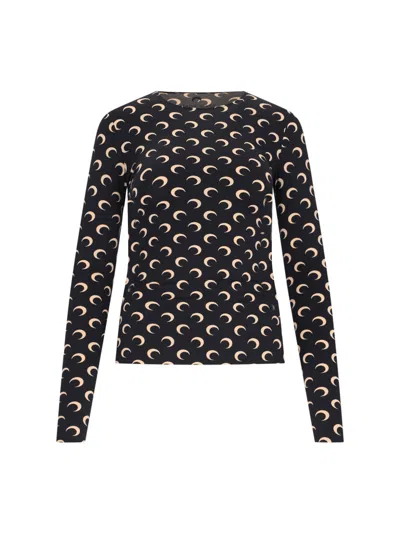 Marine Serre Top Logo Moon In Black