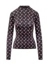 Marine Serre Moon Printed Jersey Long Sleeve Crewneck Top In Black