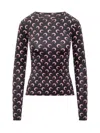 Marine Serre Moon Printed Jersey Long Sleeve Crewneck Top In Black