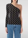 Marine Serre Black Moon Print Jersey Asymmetric Top In Black