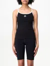 Marine Serre Black Top With Crescent Moon Logo Embroidered On The Front And Logo Patch On The Back In Cotton Woma In Black