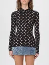 Marine Serre Black Stretch Jersey Moon Top In Black