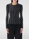 Marine Serre Black Recycled Moon Strass Jersey Second Skin Crewneck T-shirt In Schwarz