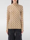 Marine Serre Women's Ta10 Moon-print Mock-neck Recycled-polyamide-blend Top In 棕色