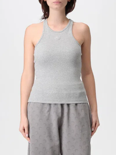 Marine Serre Crescent Moon Embroidered Tank Top In Gray