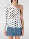 Marine Serre Moon Jersey Second Skin Asymmetric Top Optical White In Weiss