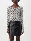 Marine Serre Mesh Monogrammed Crewneck Cropped Top In Weiss