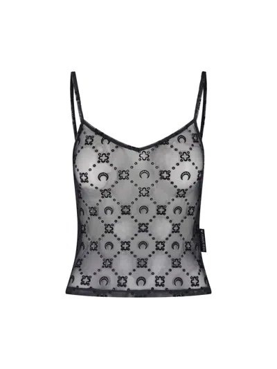 Marine Serre Top "monogram Flock" In Black
