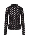 Marine Serre Crescent Print Turtleneck Long-sleeve Top In Black