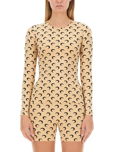 Marine Serre Top "moon" In Brown