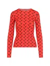 Marine Serre Second Skin Moon Creneck Top In Red