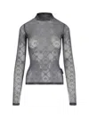 Marine Serre Flocked-moonogram T-shirt In Grey