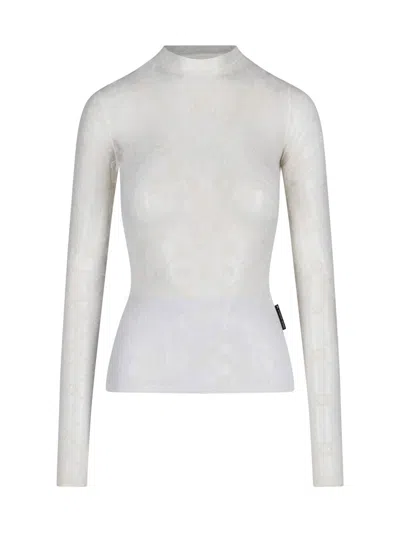 MARINE SERRE TOP "MOONOGRAM MESH FLOCK"