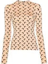 Marine Serre Second Skin Moon Crewneck Top In Multi