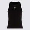 Marine Serre Womens Black Moon Logo Ribbed Stretch-cotton Top Xl In Black