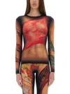 Marine Serre Multicolor Long Dress With All-over Graphic Print